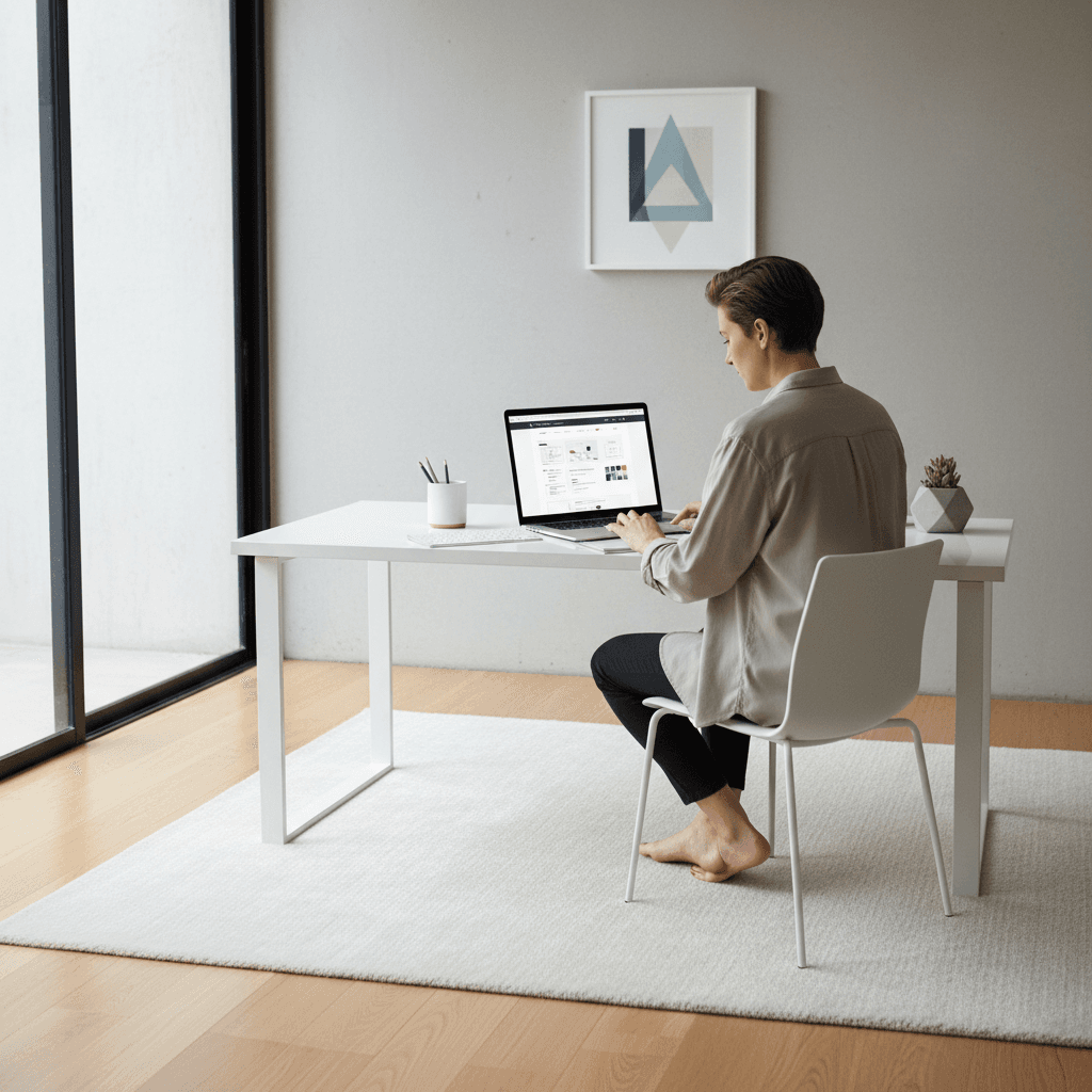 Web designer creating professional website on laptop